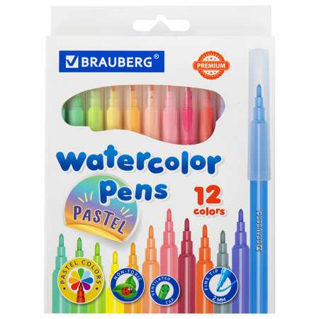 Фломастеры Юнландия для рисования детские набор 12 цветов пастельные