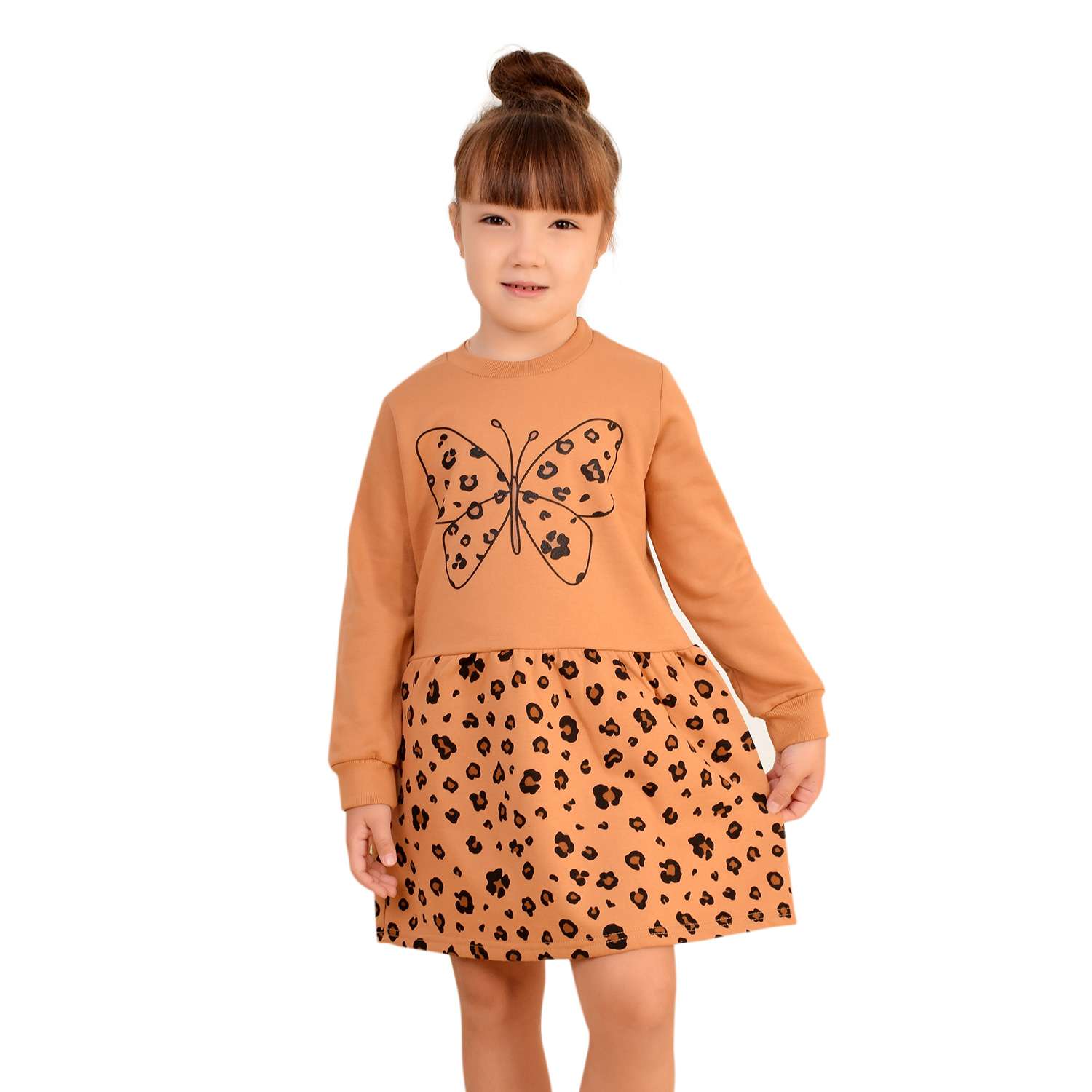 Платье Счастливая малинка М-2745 корич - фото 1