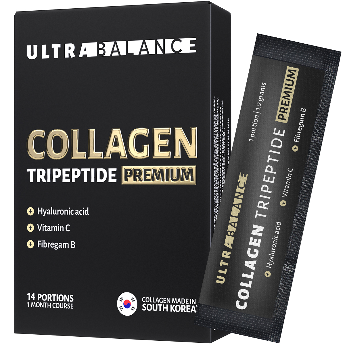 Коллаген морской трипептид UltraBalance питьевой с гиалуроновой кислотой и витамином С для взрослых мужчин и женщин 14 саше - фото 1