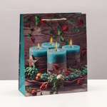 Пакет Sima-Land подарочный «Бирюзовые свечи» 26×32×12 см