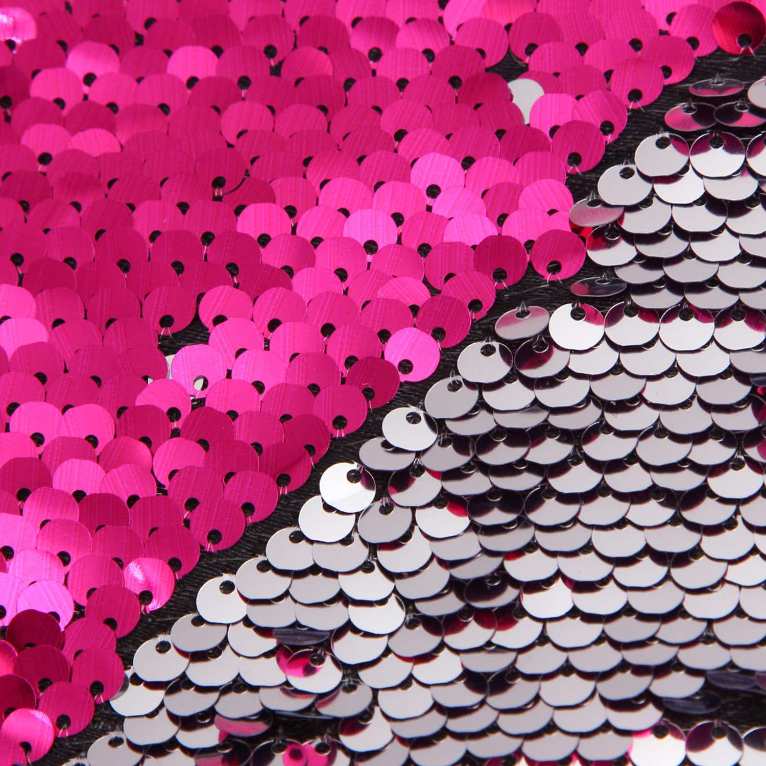 Ткань Astra Craft с двухсторонними пайетками ярко-розовый серебро 65х50 см - фото 1