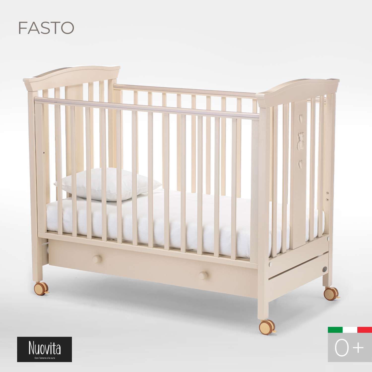 Детская кроватка Nuovita Fasto прямоугольная, без маятника (слоновая кость) - фото 2