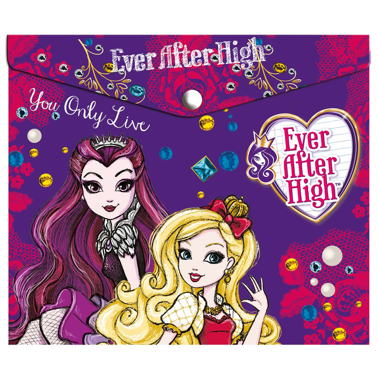 Папка-конверт Barbie Ever After High пластиковая с кнопкой - фото 1