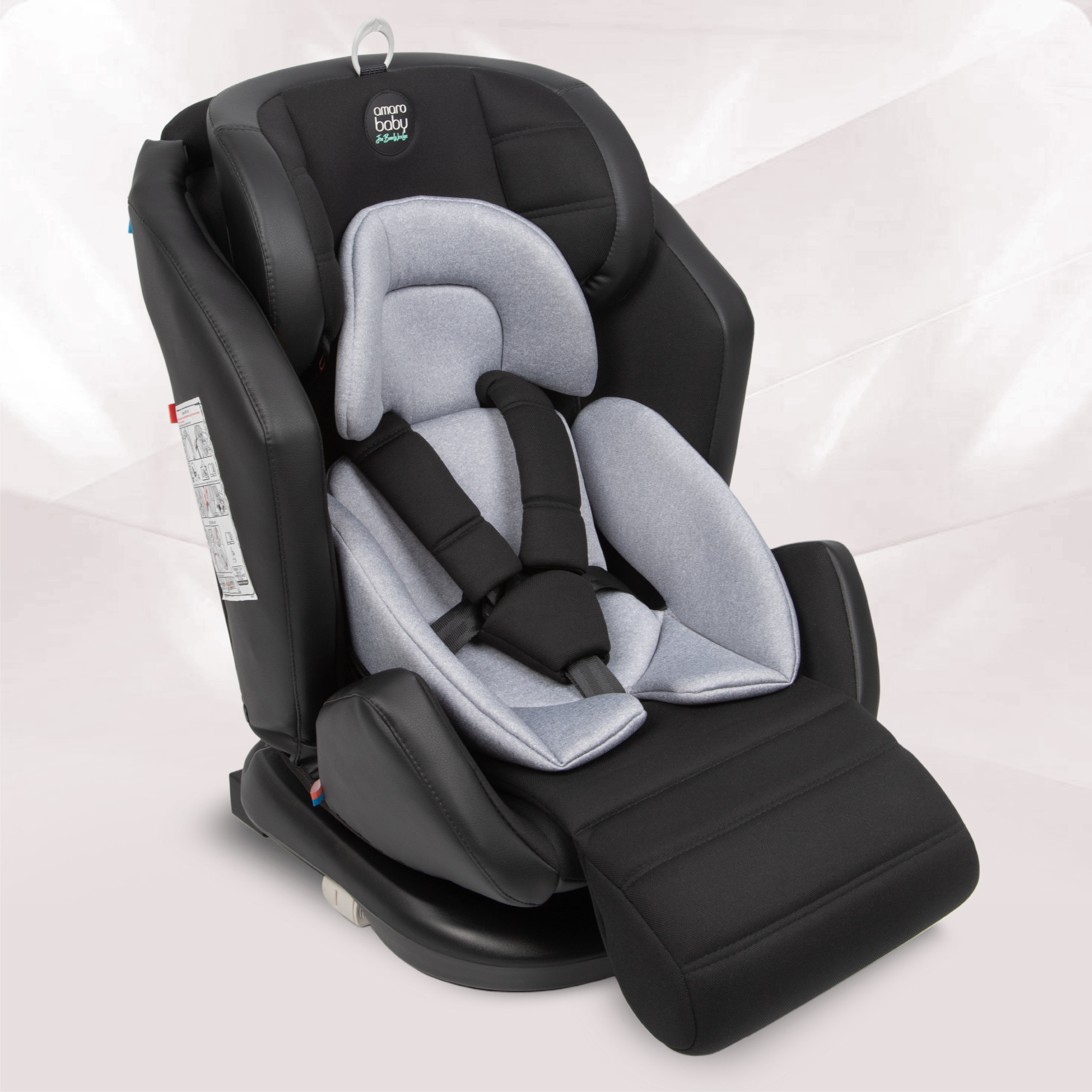 Автокресло с боковой поддержкой Amarobaby Favorite Isofix группа 0+/1/2/3 чёрный/серый - фото 1