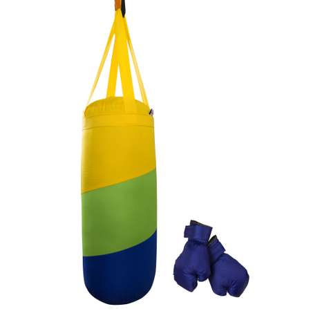 Детский набор для бокса Belon familia груша 50х20 см с перчатками цвет желтый салатовый синий