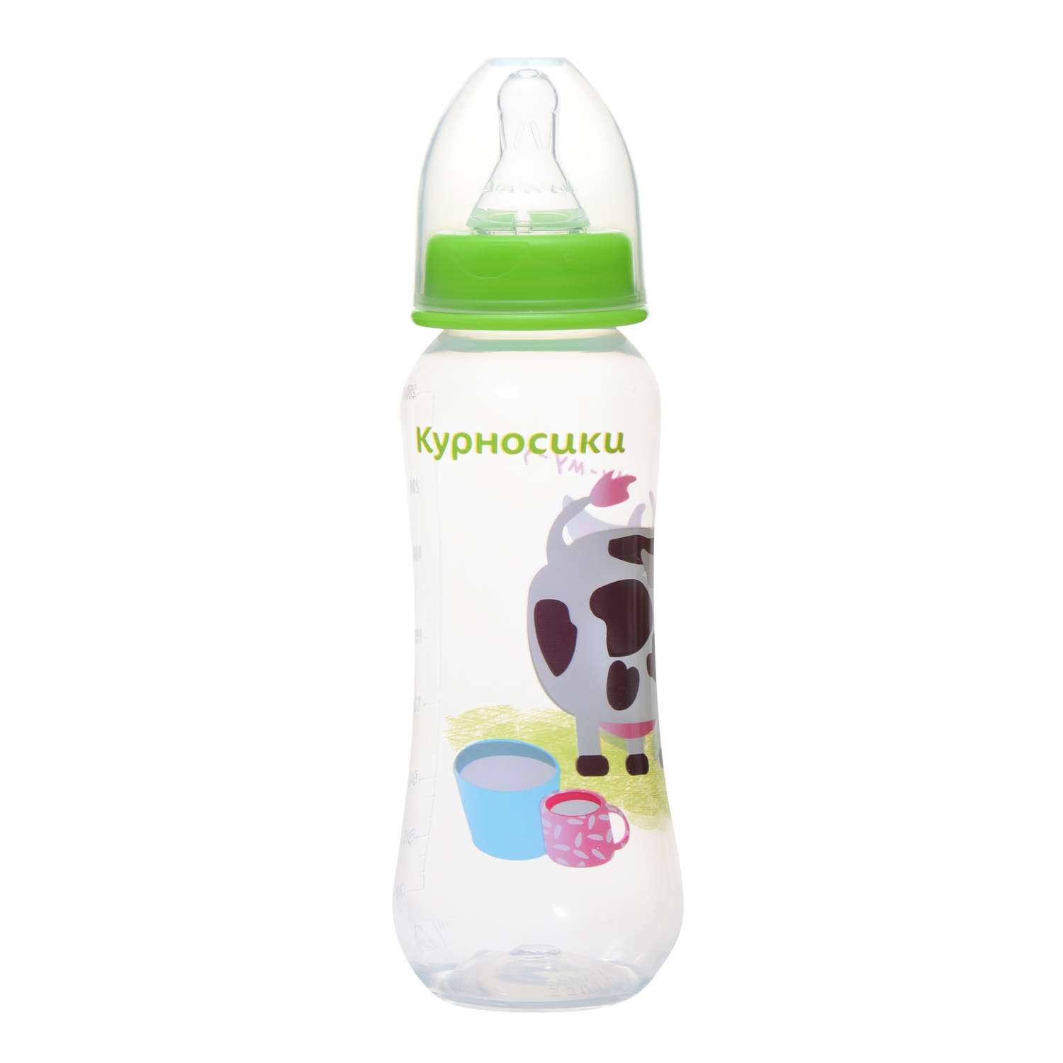 Бутылочка Курносики приталенная с 2-мя силиконовыми сосками молочными 250 мл Коровка - фото 2