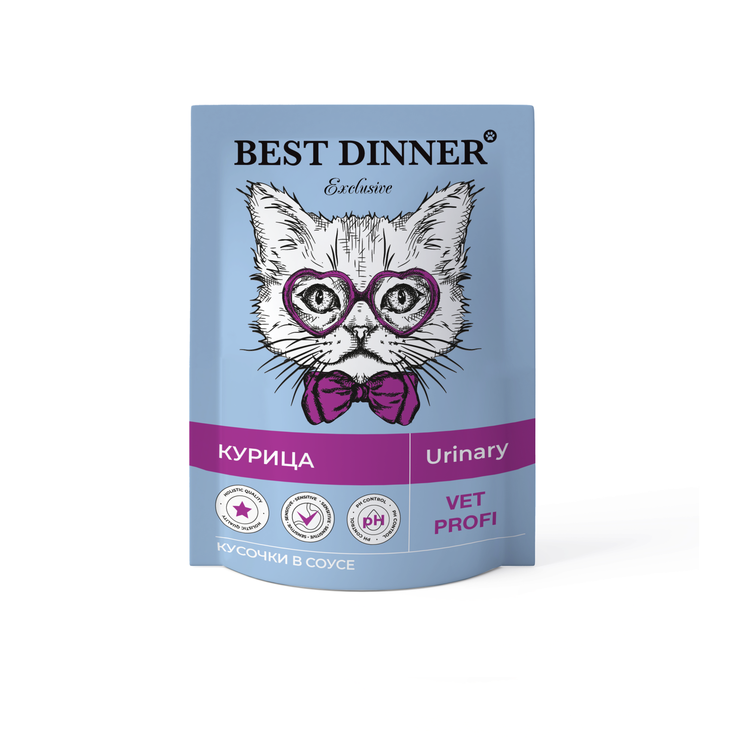 Корм для кошек Best Dinner 85г Exclusive Vet Profi Urinary кусочки в соусе с курицей - фото 1
