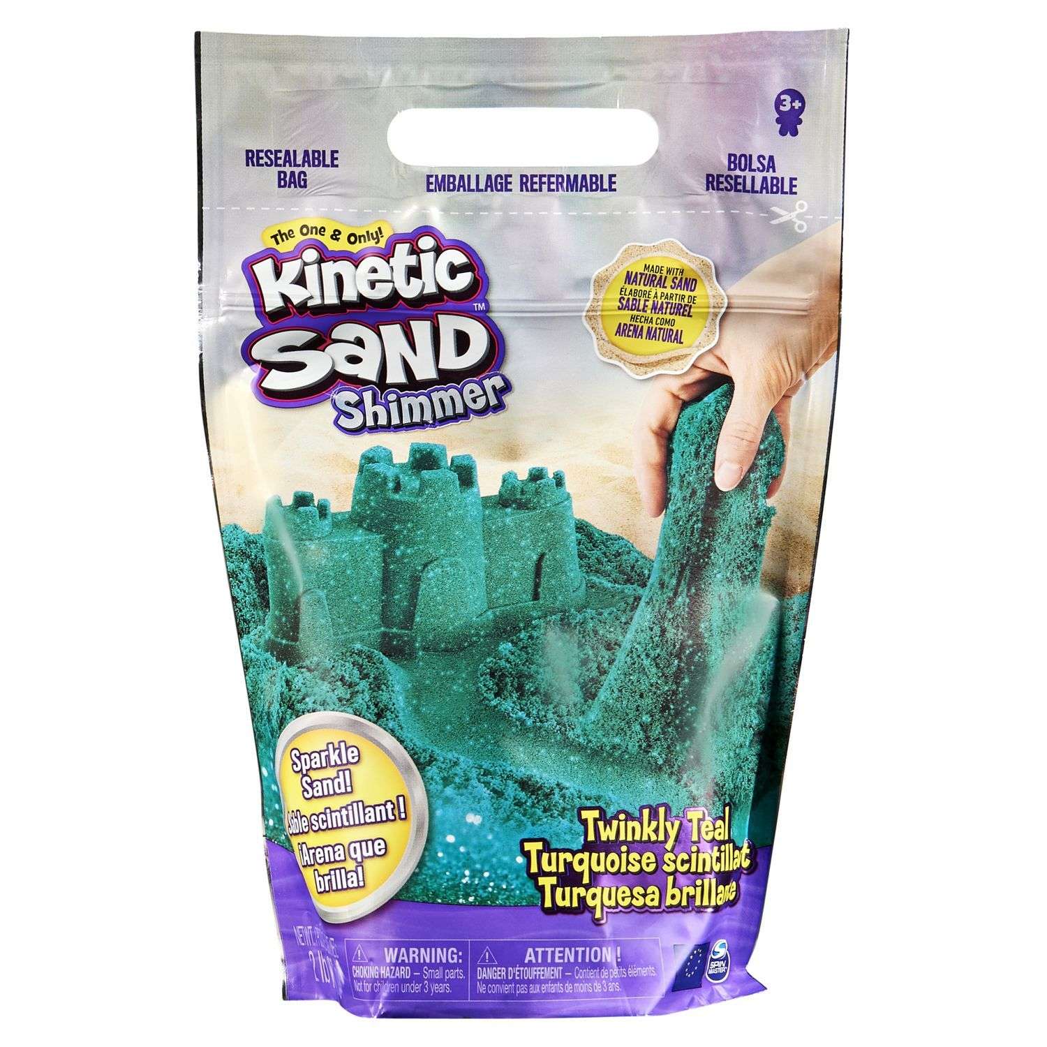 Песок Kinetic Sand 907г Бирюзовый с блестками 6060801 - фото 1