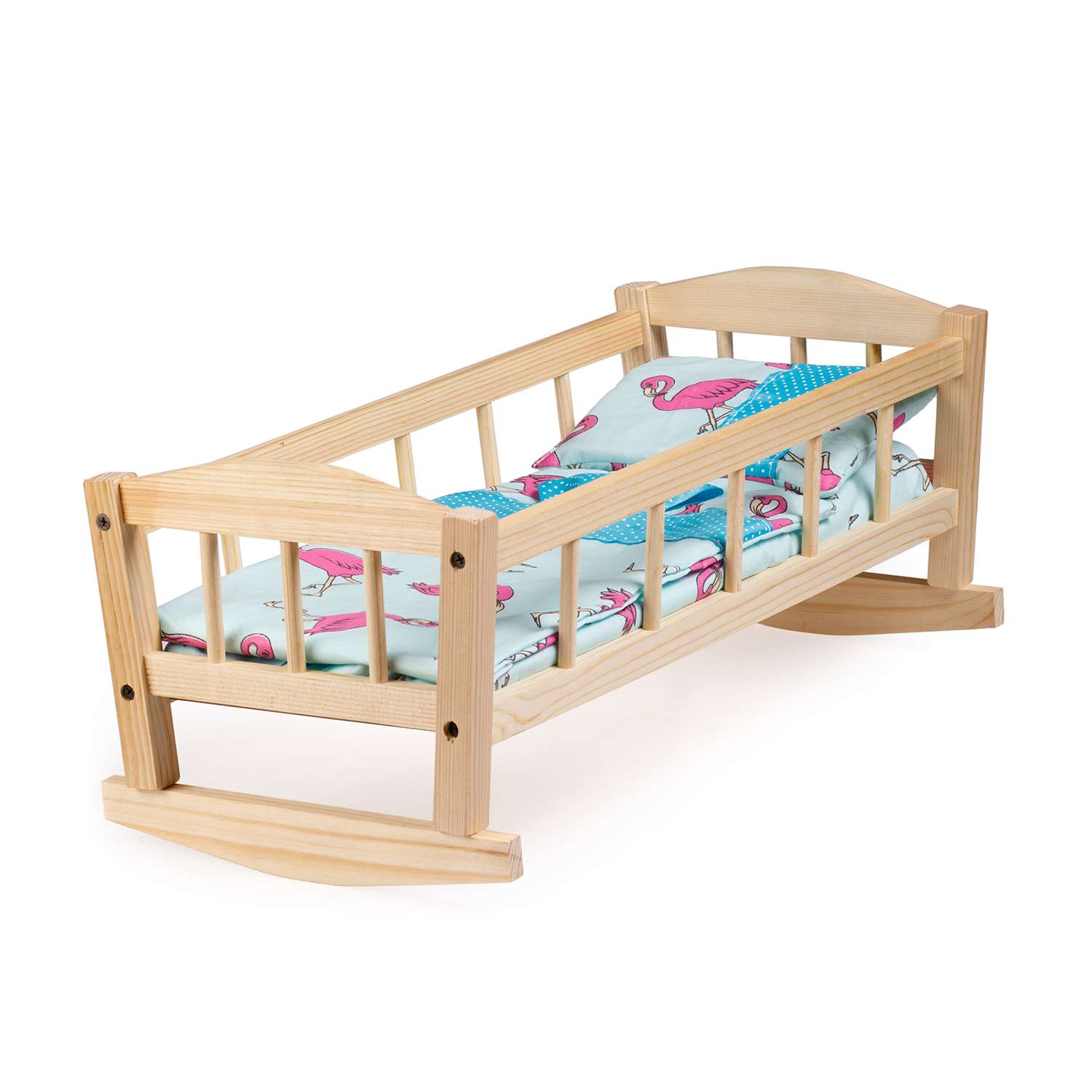 Кроватка для кукол Тутси с двумя бортиками светлая деревянная 1-309-2021 - фото 1