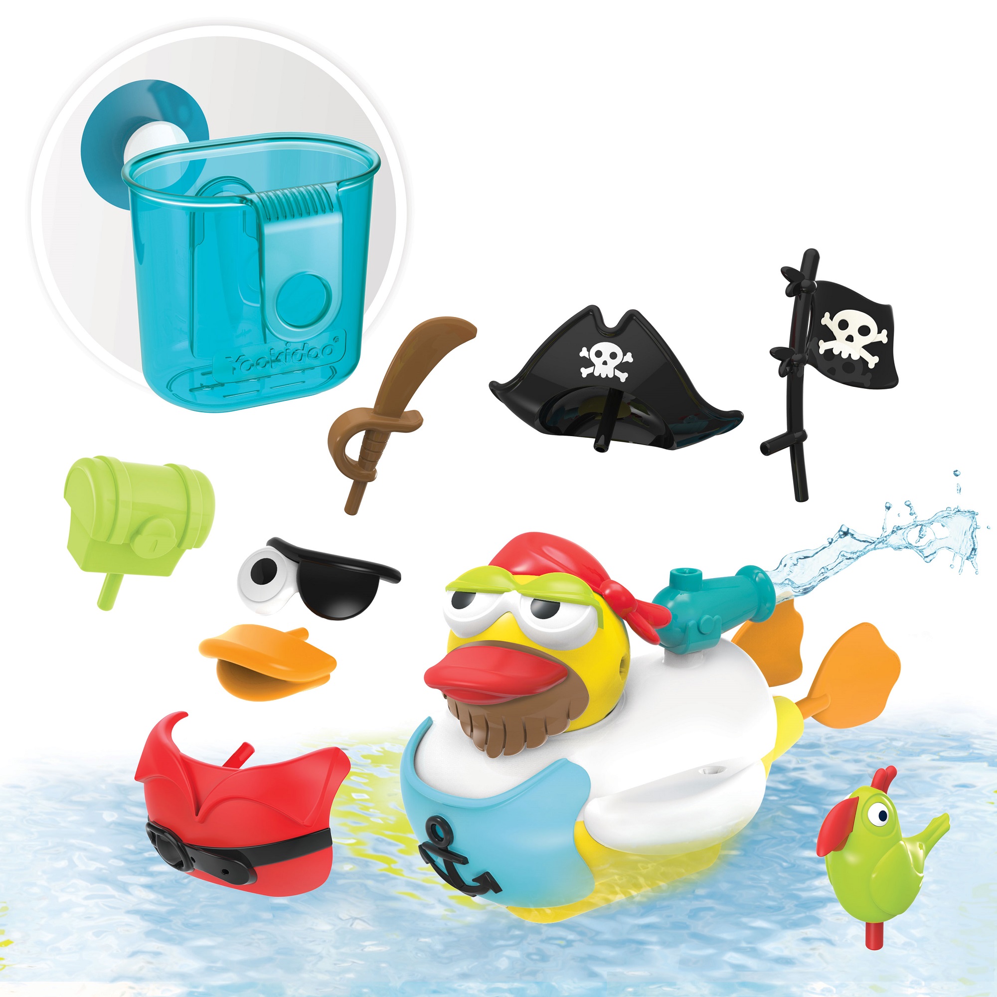 Игрушка для ванны Yookidoo Утка-пират с водометом и аксессуарами - фото 2