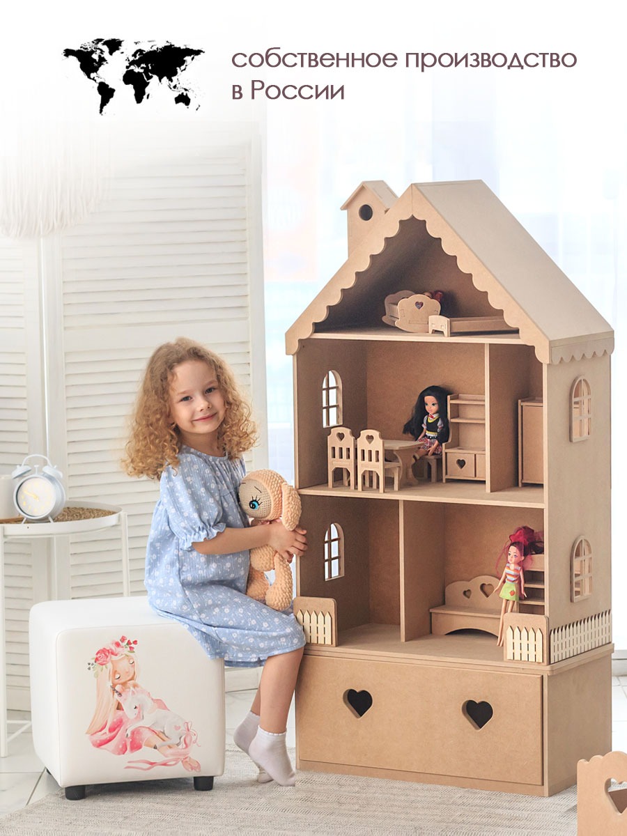 Кукольный дом Pema kids без окрашивания Материал МДФ ЛуизаБезОкр - фото 3