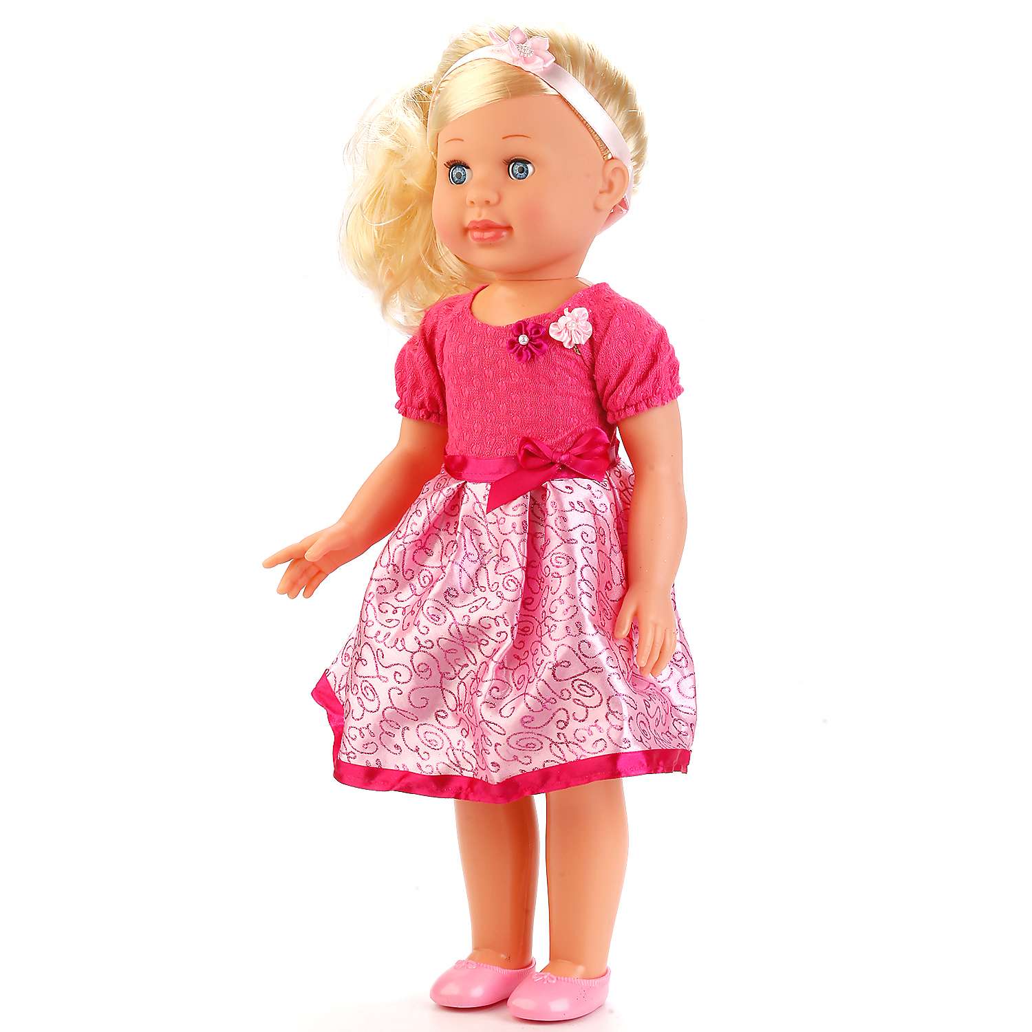 Кукла Карапуз интерактивная в платье с розовой юбкой 240429 - фото 3