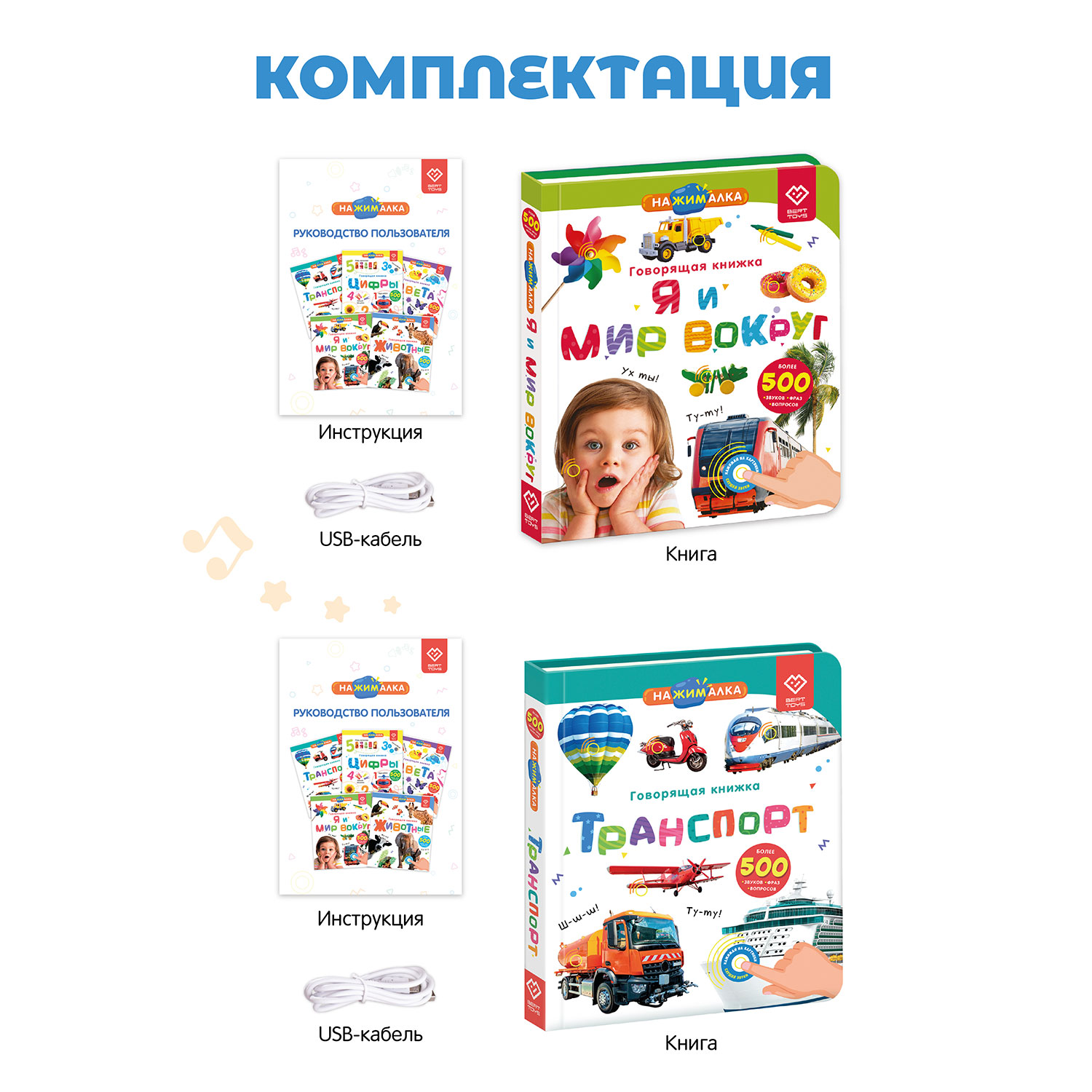 Комплект говорящих книжек BertToys Нажималки: Я и Мир Вокруг + Транспорт - фото 12