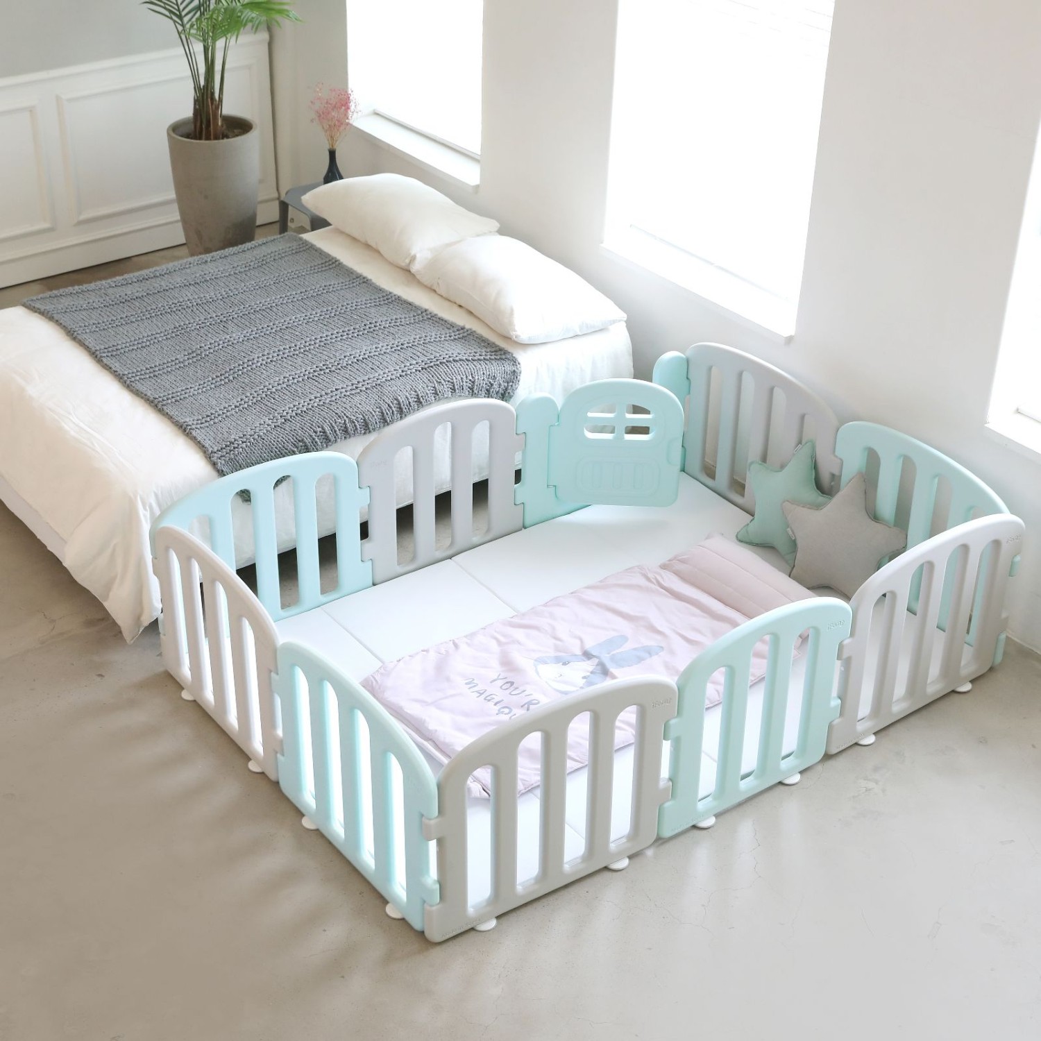 Детский манеж Ifam First Baby Room серый - голубой IF-137-1-FBR-CBLG10D - фото 2