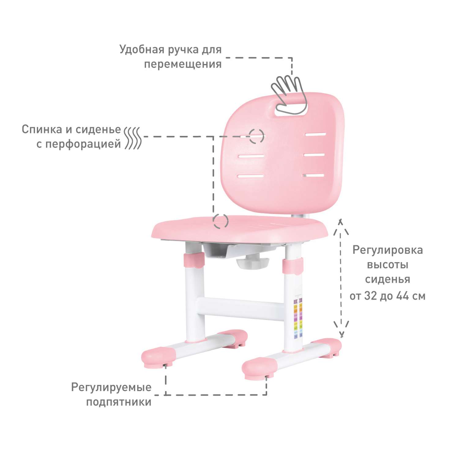 Растущий детский стул Anatomica Lux Pro розовый - фото 2