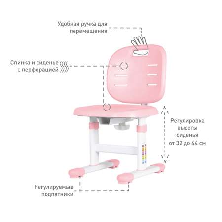 Растущий детский стул Anatomica Lux Pro розовый