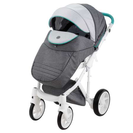 Коляска 3в1 BeBe-mobile Marconi Standart BE31-B Светло-серый+Темно-серый+Mint кожаная отделка