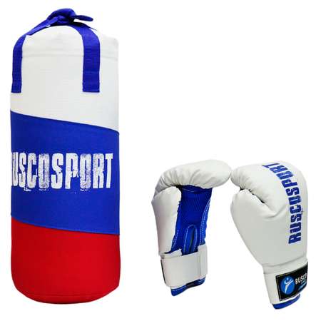 Набор для бокса RuscoSport синий 6OZ триколор