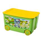 Ящик для игрушек elfplast KidsBox на колёсах салатовый желтый