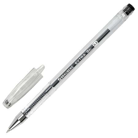 Ручки гелевые Brauberg черные набор 12 штук для ОГЭ ЕГЭ и школы тонкие