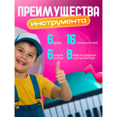 Синтезатор детский FAIRYMARY с микрофоном развивающий