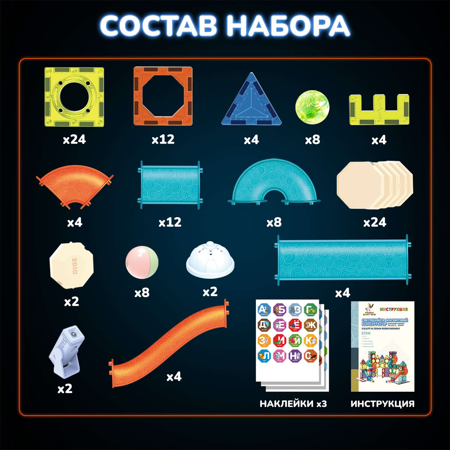 Магнитный конструктор pelican happy. Светится или нет магнитный набор