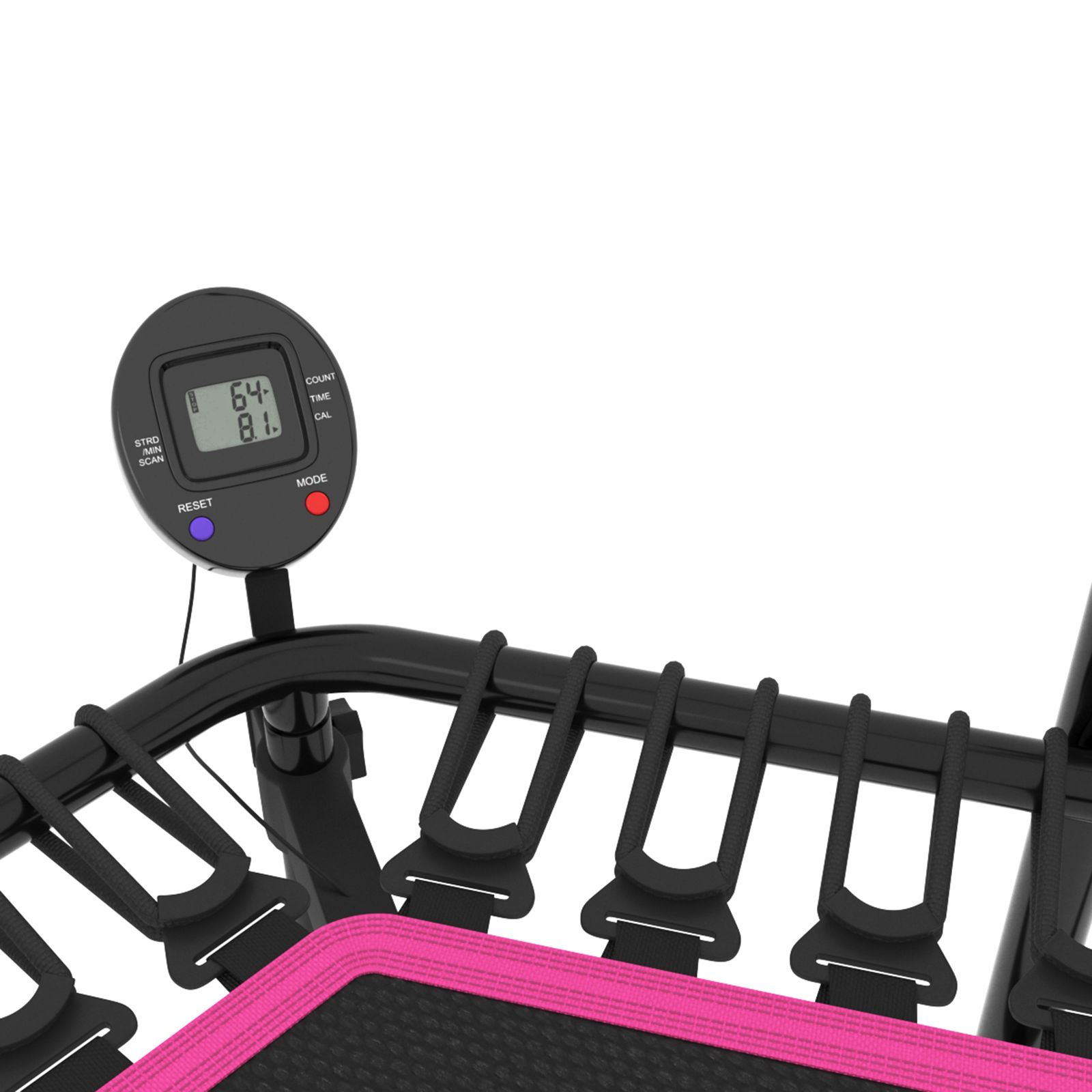 Батут спортивный с ручкой UNIX line Fitness pro pink диаметр 125см до 130 кг счетчик прыжков - фото 4