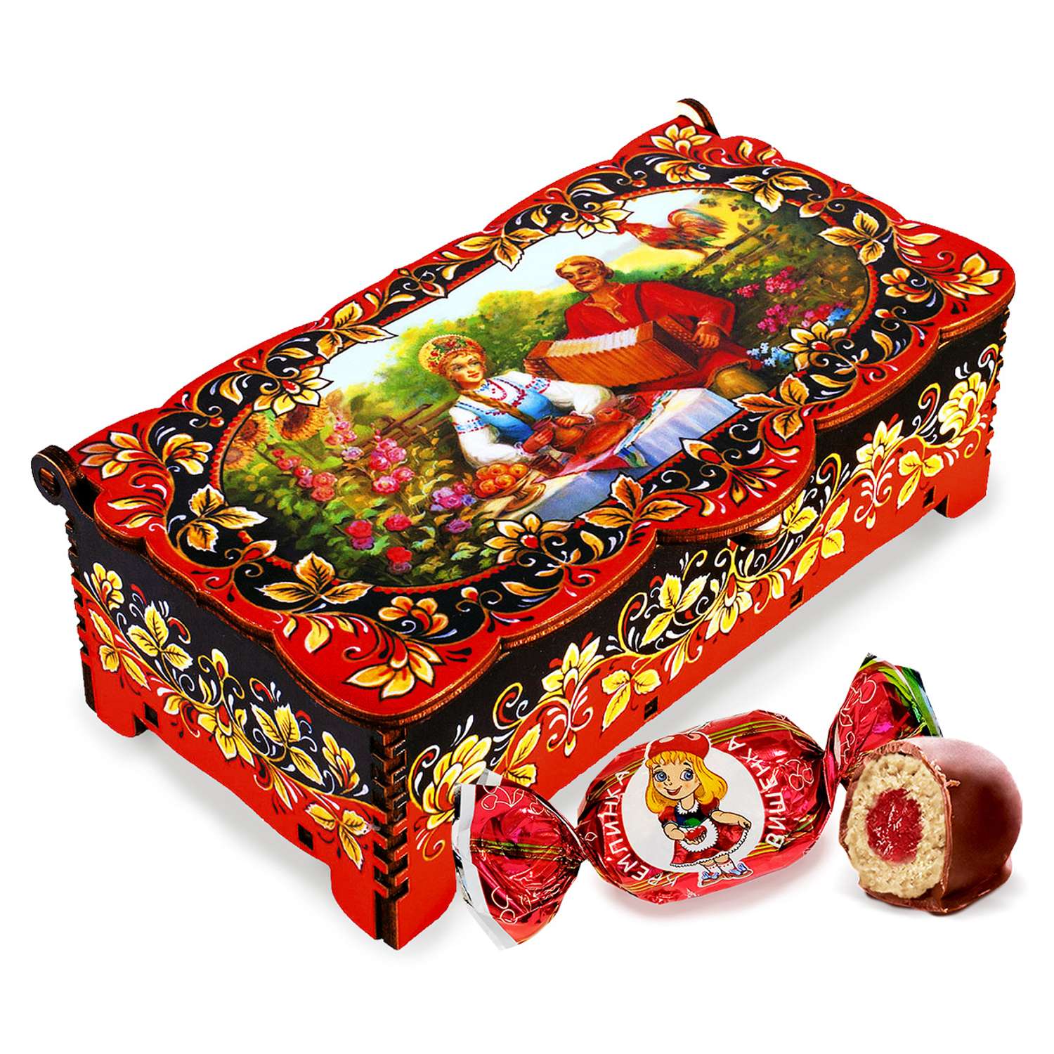 Конфеты Вишенка Кремлина с джемом в глазури в подарочной резной шкатулке Гармонист 150 г - фото 6