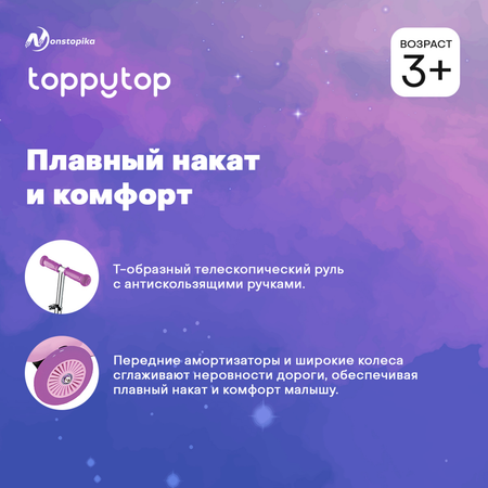 Самокат ZDK трехколесный детский Nonstopika Toppytop