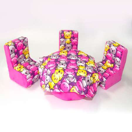 Набор мебели для кукол Belon familia Принт хор котят фиолетовый стол и 3 стула