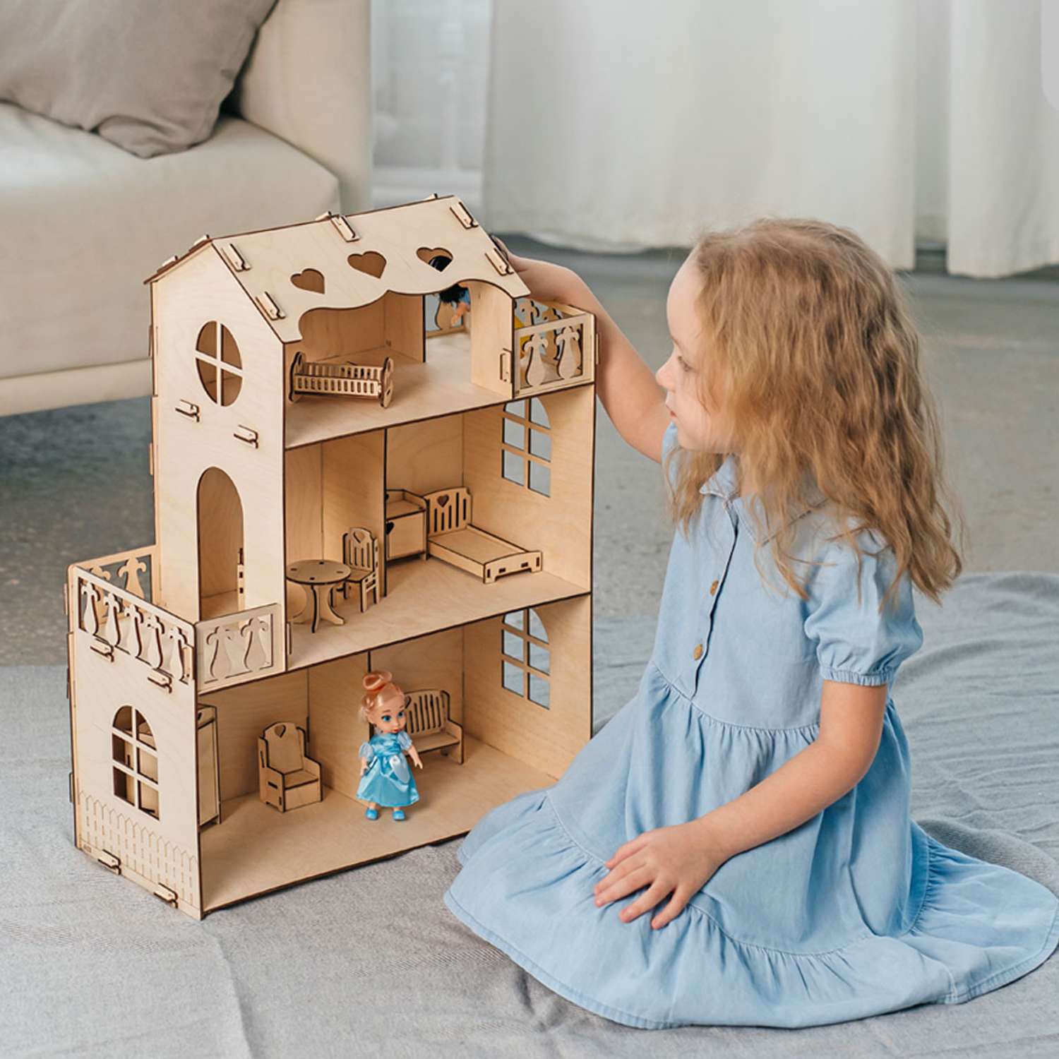 Кукольный дом Pema kids Без окрашивания София Мини с мебелью СофияМини+Мебель - фото 3