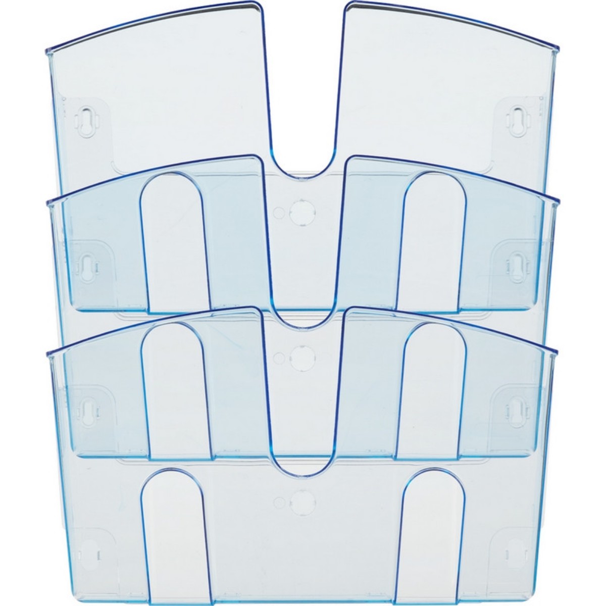 Лоток Attache настенный 3 отделения А4 горизонтальный прозрачный синий - фото 2