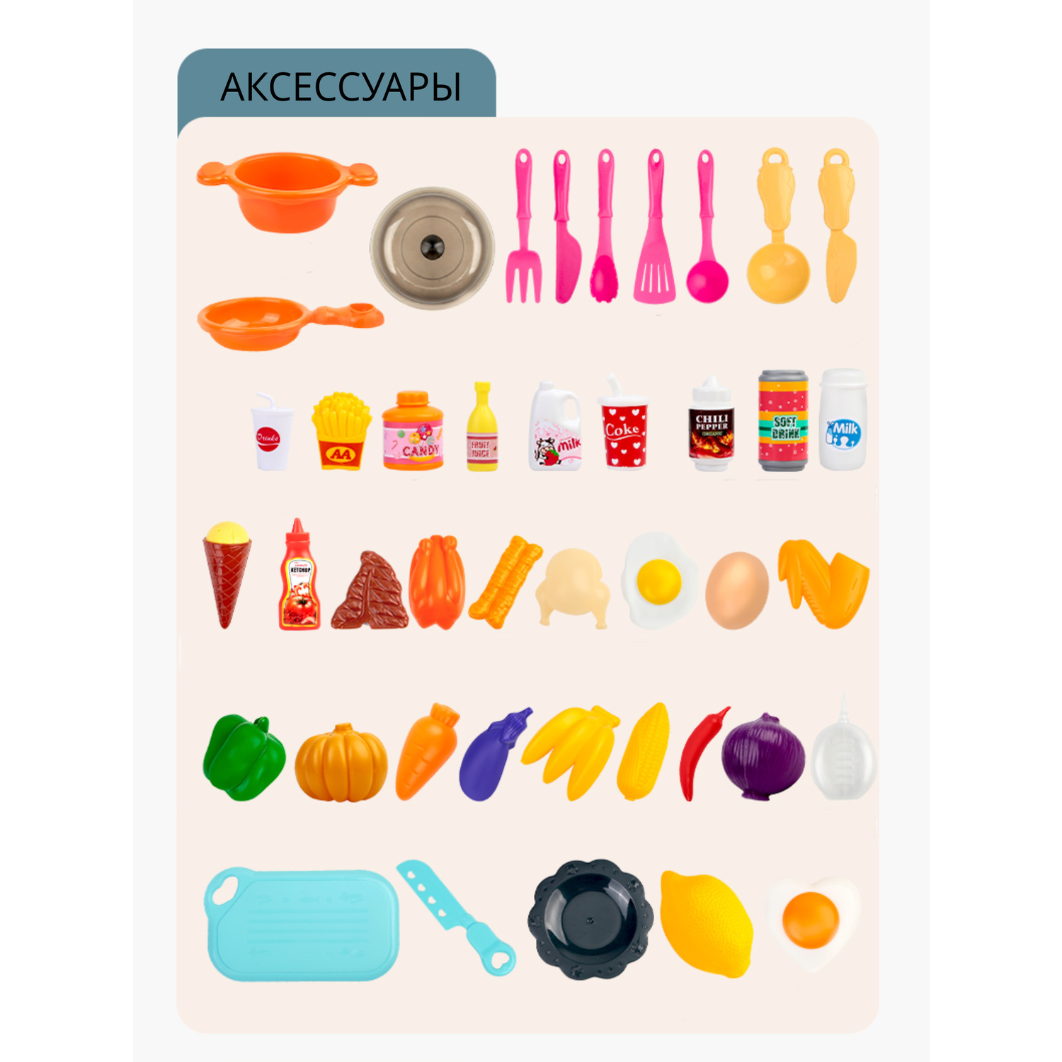 Интерактивная детская кухня SHARKTOYS С водой светом паром звуками посудой продуктами 43 предмета - фото 10