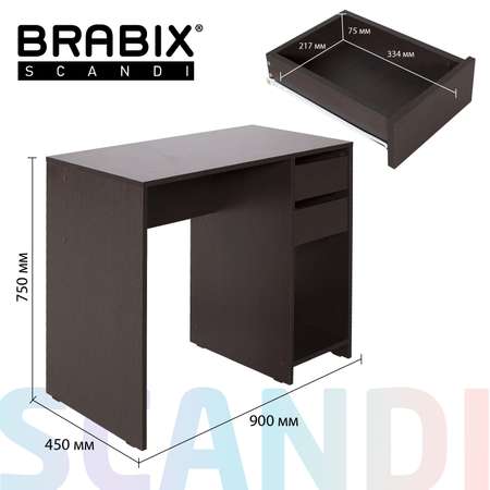 Стол Brabix Письменный компьютерный с 2 ящиками рабочий для школьника