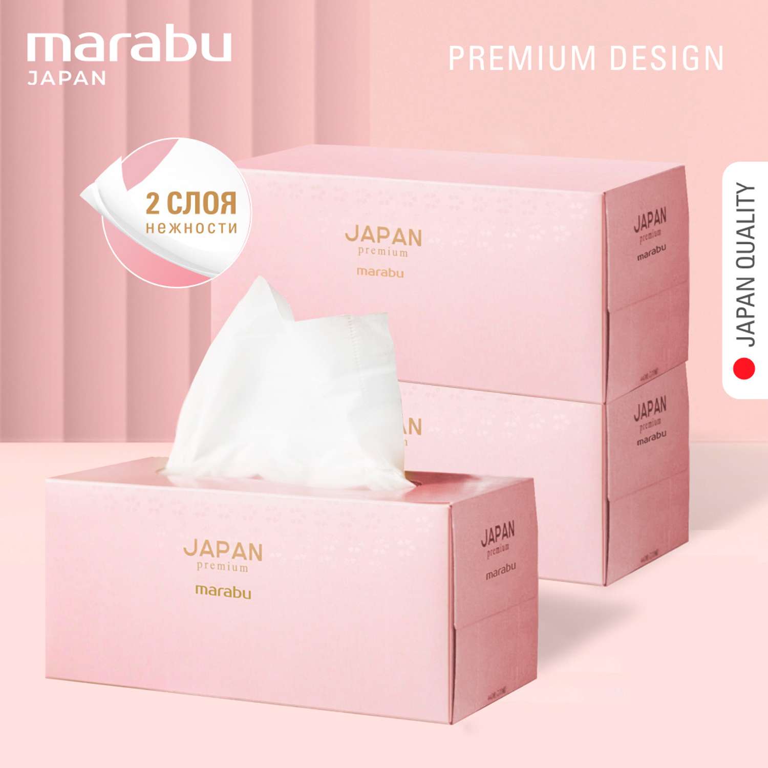 Салфетки бумажные MARABU Premium Розовые цветы 220 шт 3 упаковки - фото 1