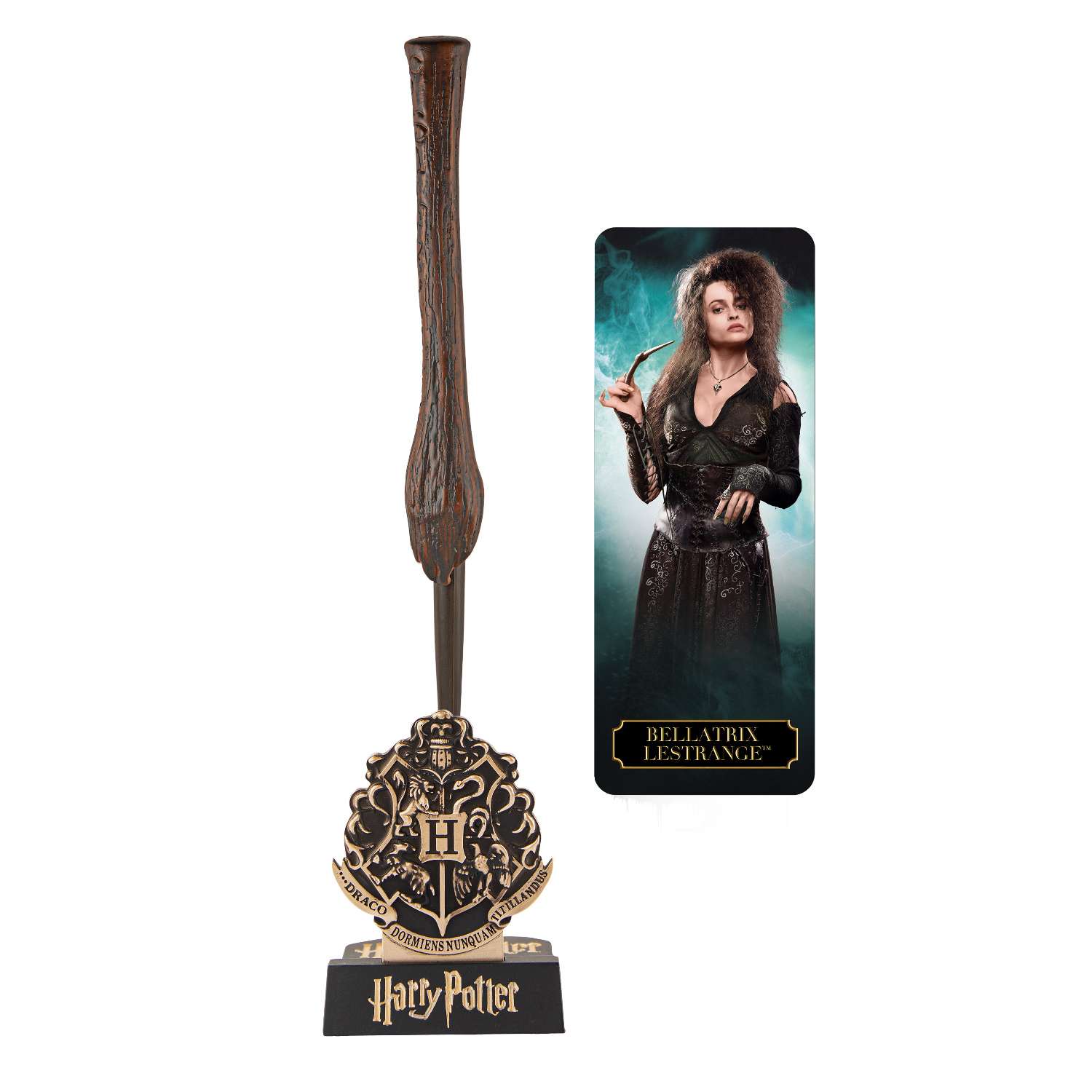 Ручка Harry Potter в виде палочки Беллатрисы Лестрейндж 25 см с подставкой и закладкой - фото 1