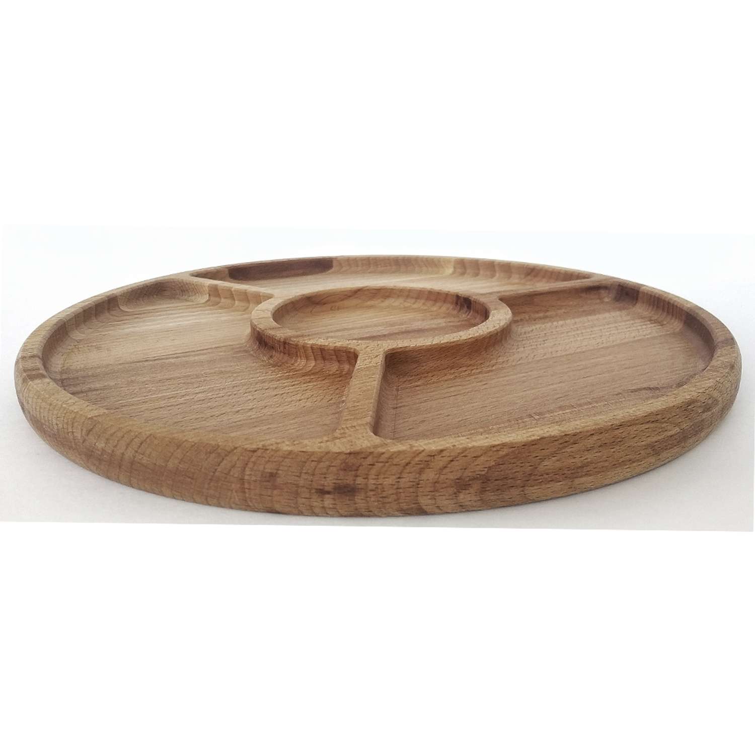Менажница круглая Хозяюшка с отсеками деревянная из бука D 295 h 20 - фото 2