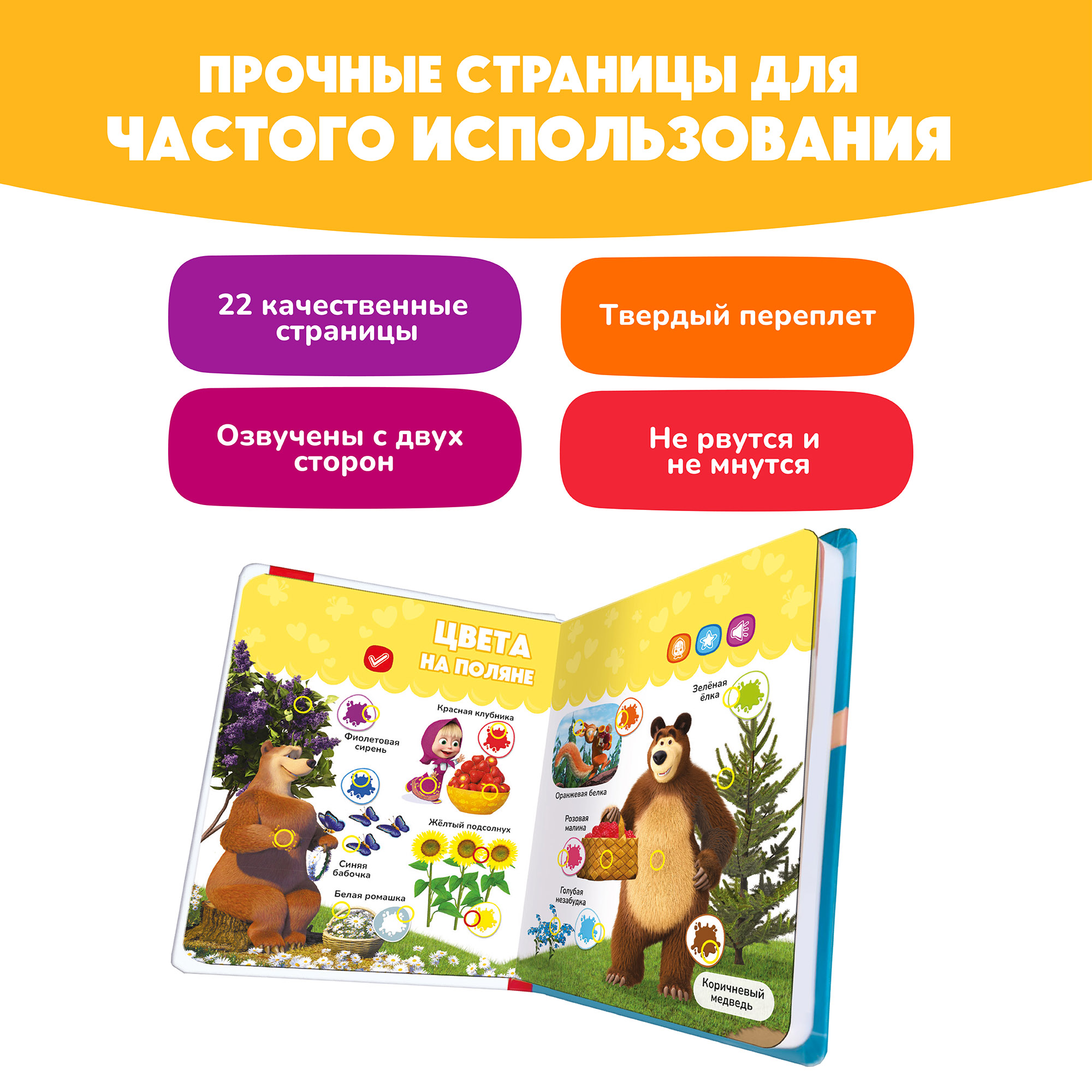 Нажималка BertToys Маша и медведь Давай учиться - фото 8