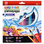 Цветные карандаши ФЕНИКС+ акварельные Счастливый Скат 24 цвета