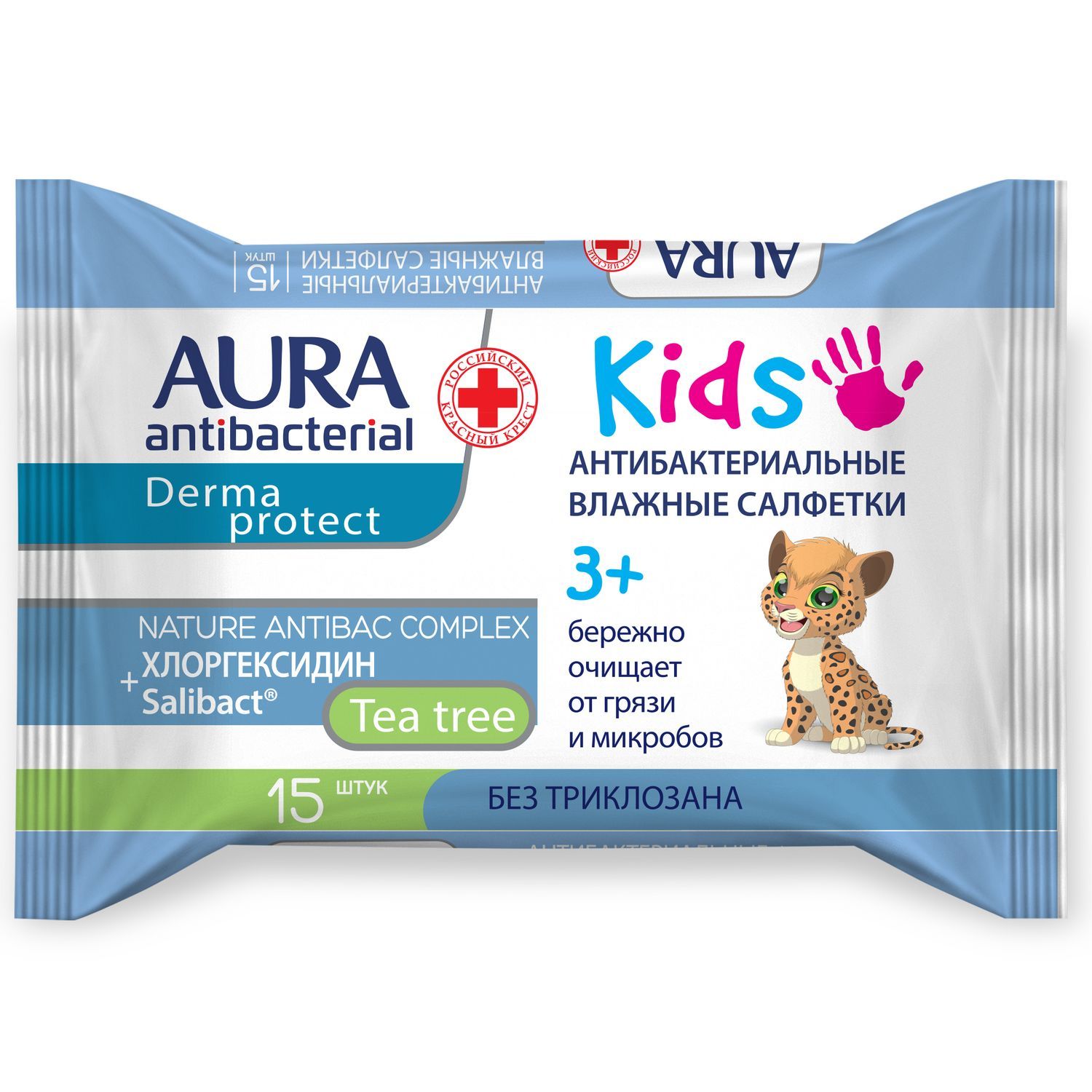 Салфетки влажные AURA Antibacterial kids 15шт в ассортименте - фото 3