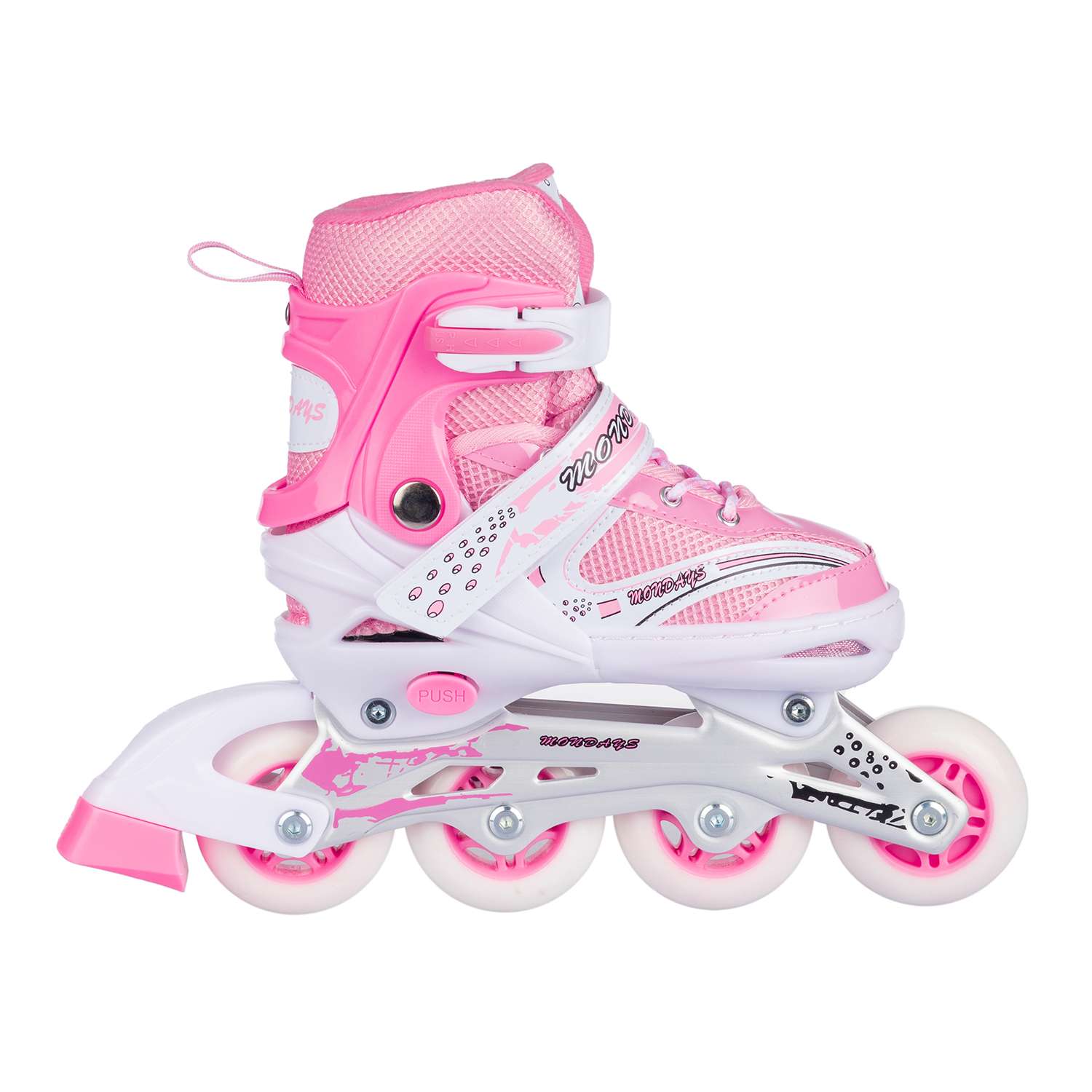 Роликовые коньки BABY STYLE розовые раздвижные размер с 28 по 31S светящиеся колеса - фото 5