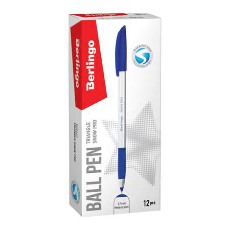 Ручка шариковая Berlingo Triangle Snow Pro синяя 07мм трехгранная грип набор 12 шт
