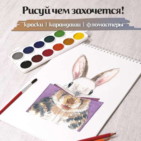Альбом для рисования ШКОЛЬНЫЙ МИР 2 шт по 40 листов Котики и кролики