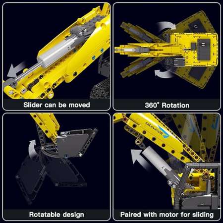 Игрушка Mould King Механический экскаватор желтый 1120 деталей