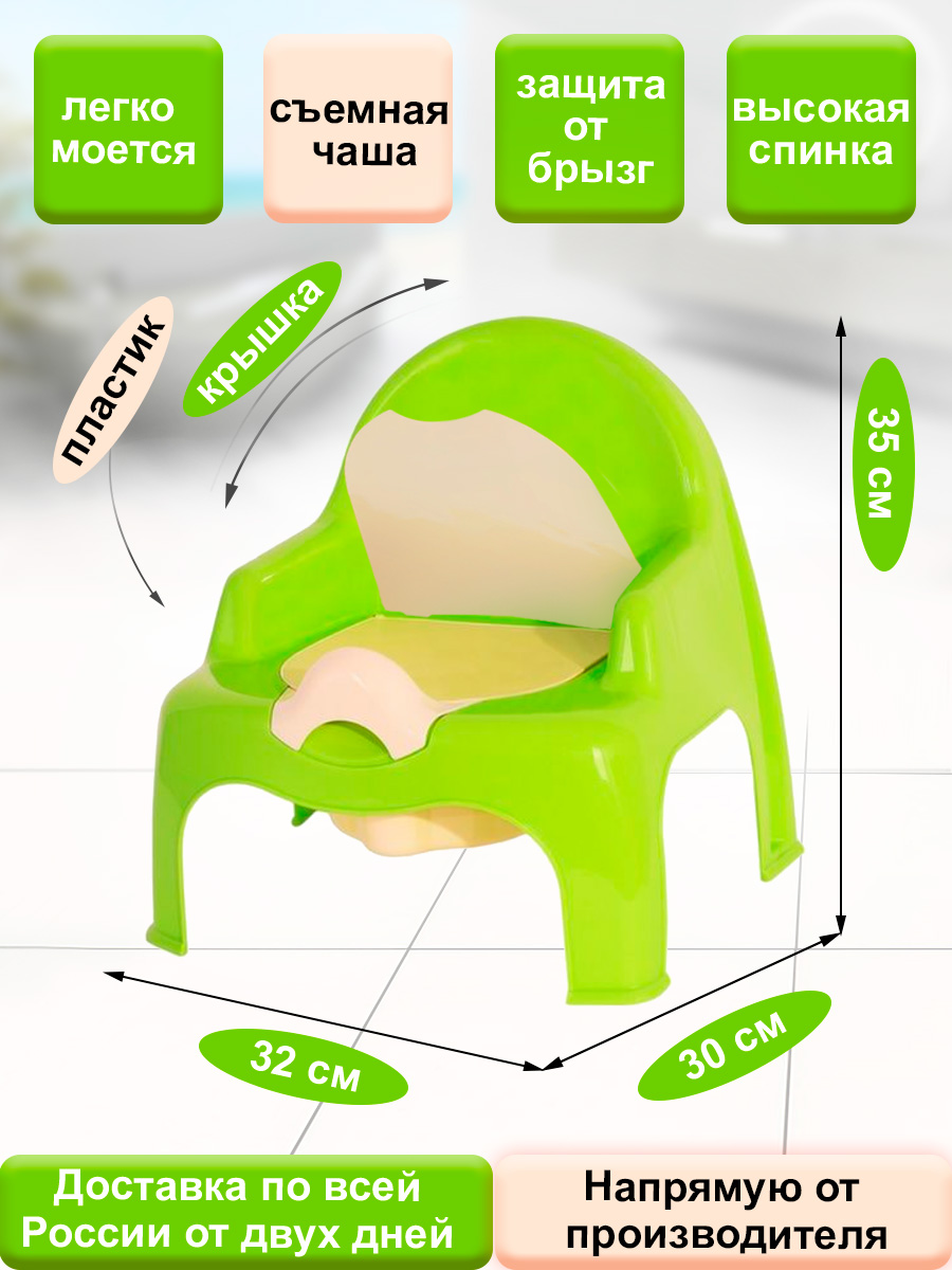 Горшок детский elfplast стульчик детский салатовый кремовый - фото 2