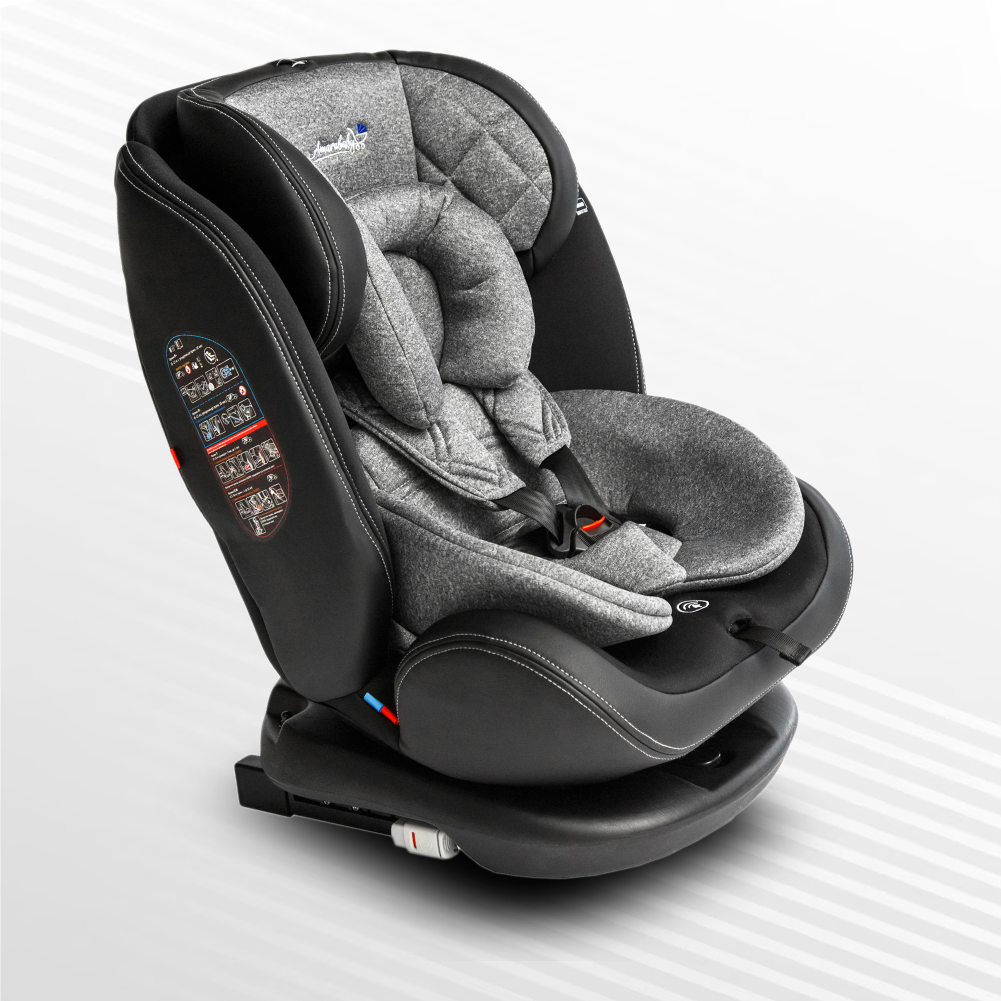 Автокресло детское AmaroBaby ST-3 Isofix класс D группа 0+ 1 2 3 серый - фото 23