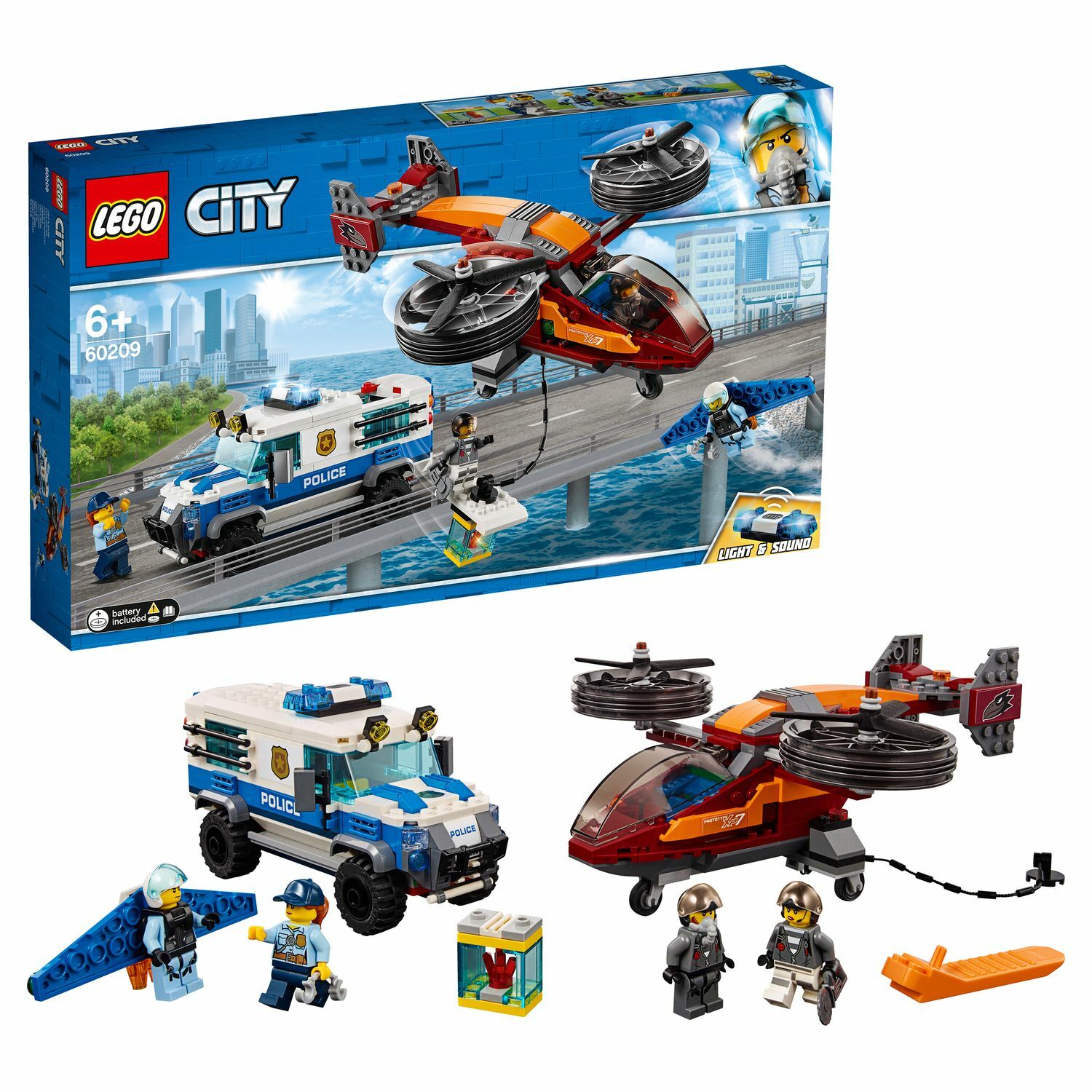 Конструктор LEGO City Police Воздушная полиция: кража бриллиантов 60209  купить по цене 999 ₽ в интернет-магазине Детский мир