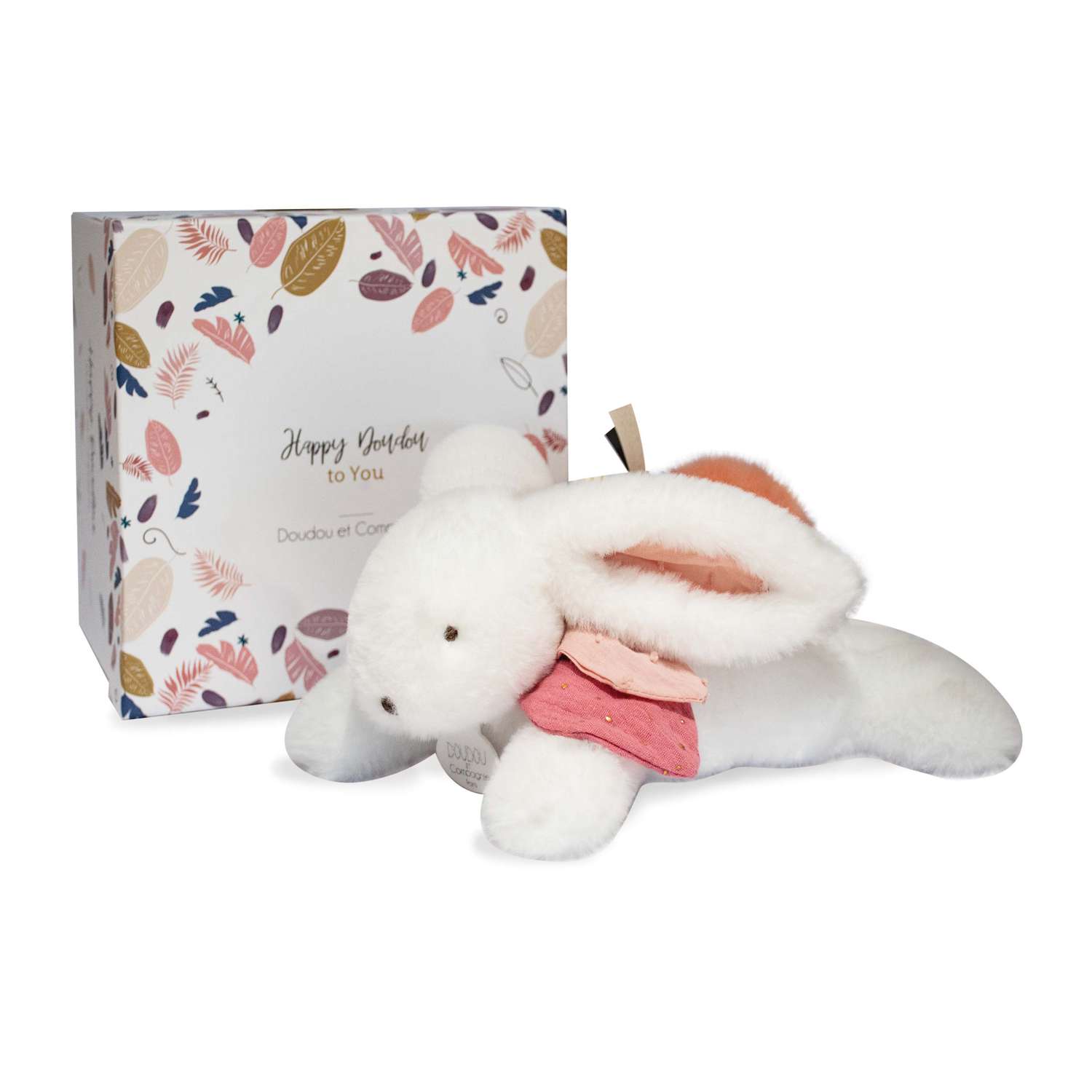 Мягкая игрушка Doudou et compagnie  Кролик happy boho персиковый - фото 2