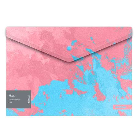 Папка-конверт на кнопке BERLINGO Haze 180мкм розовая/голубая с рисунком глиттер-эффект набор 12 шт