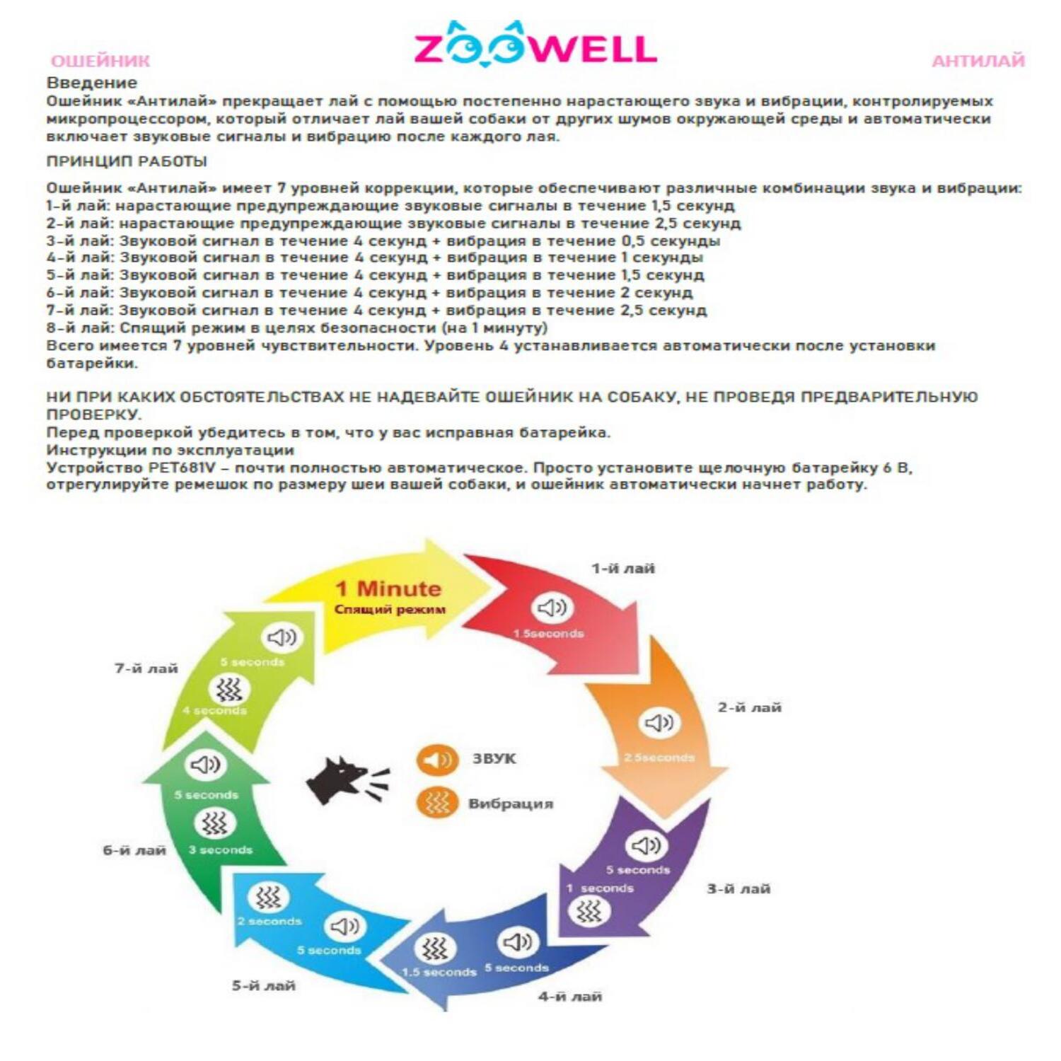 Ошейник ZDK Антилай на батарейках кость розовый ZooWell - фото 4